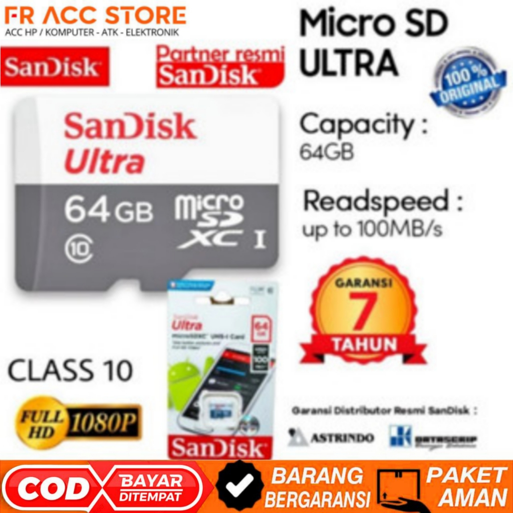 Memory card 64GB Sandisk Ultra Class 10 Original MMC 64GB Sandisk