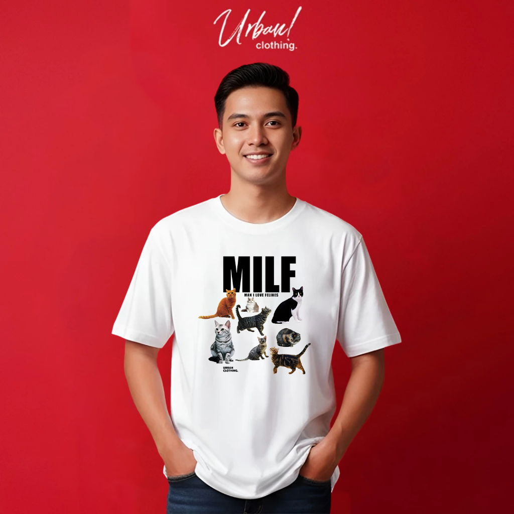 Urban- Kaos MILF CAT LOVERS Tshirt Plesetan Mancing Oblong Lucu Distro Street Skena Style Streetwear