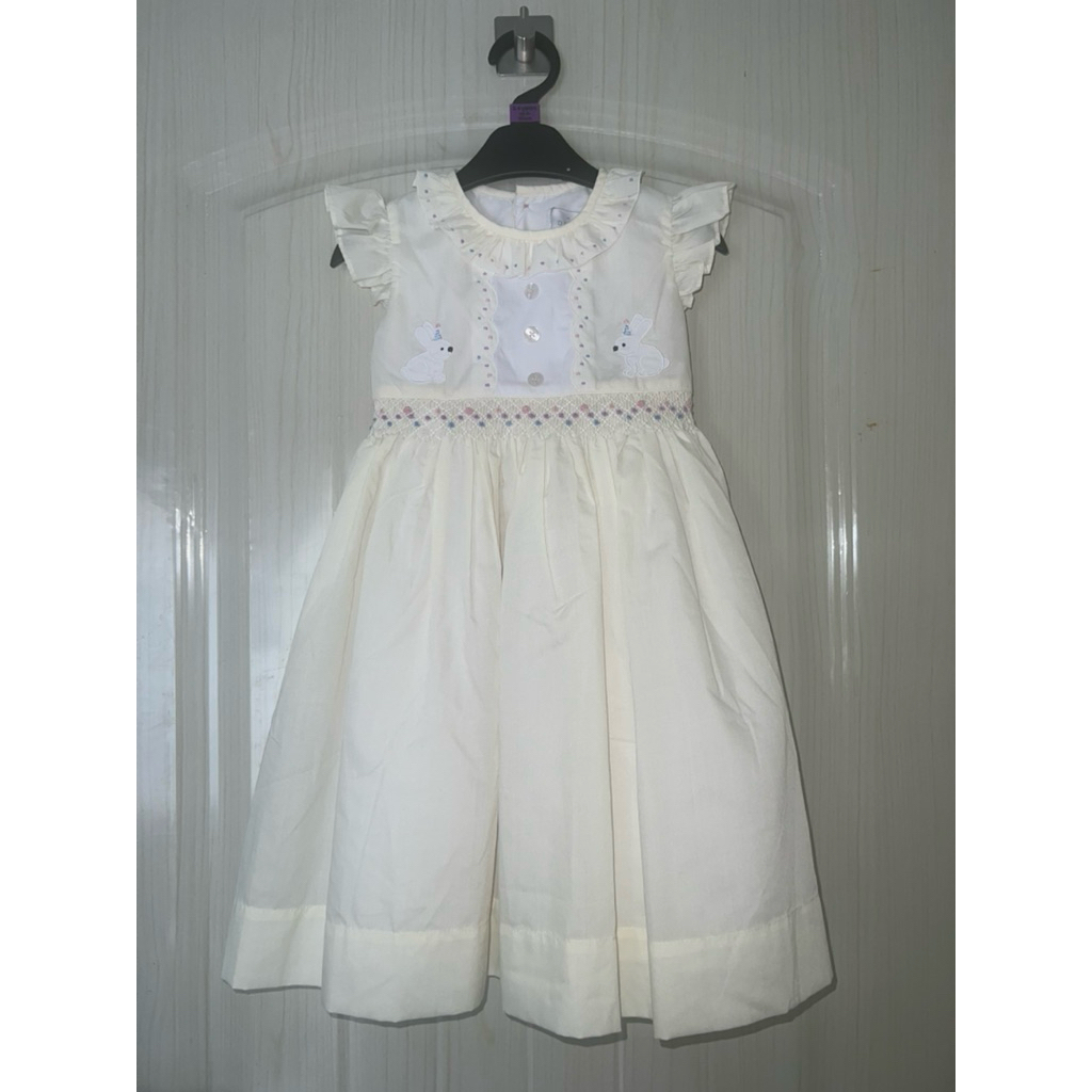 Dear GG Smocked Helene Bunny Birthday Dress sz 3Y