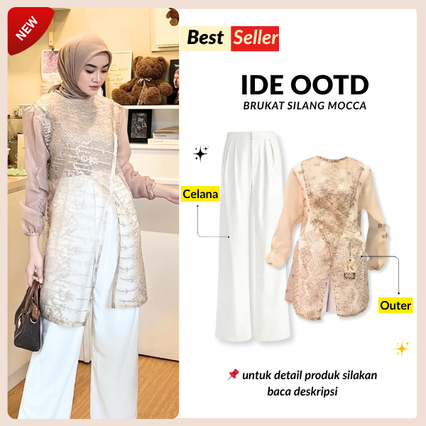 Set Renda Wanita One 3IN1 Outer Brukat Kondangan Celana Kulot Premium