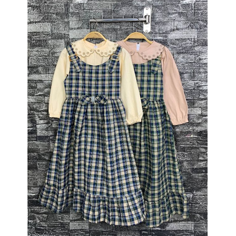 Nikita - 1954 Gamis Overall Anak 3 - 10 Tahun Motif Kotak-Kotak (Inner+Outer)