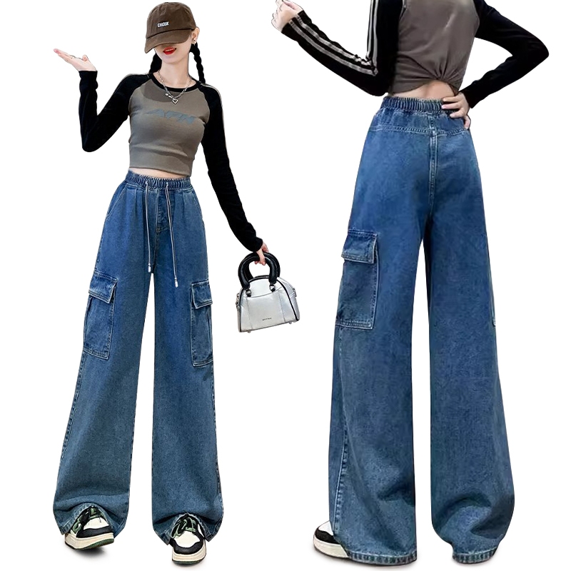 Celana Cargo Wanita Highwaist Jeans Jumbo Lembut
