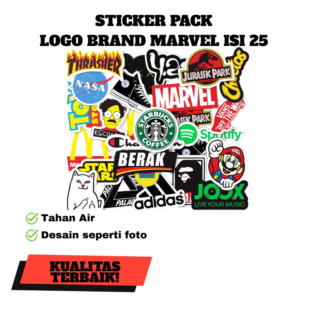 Stiker Aesthetic Logo Brand Laptop Tumbler Pack 25 Pcs vinyl eco