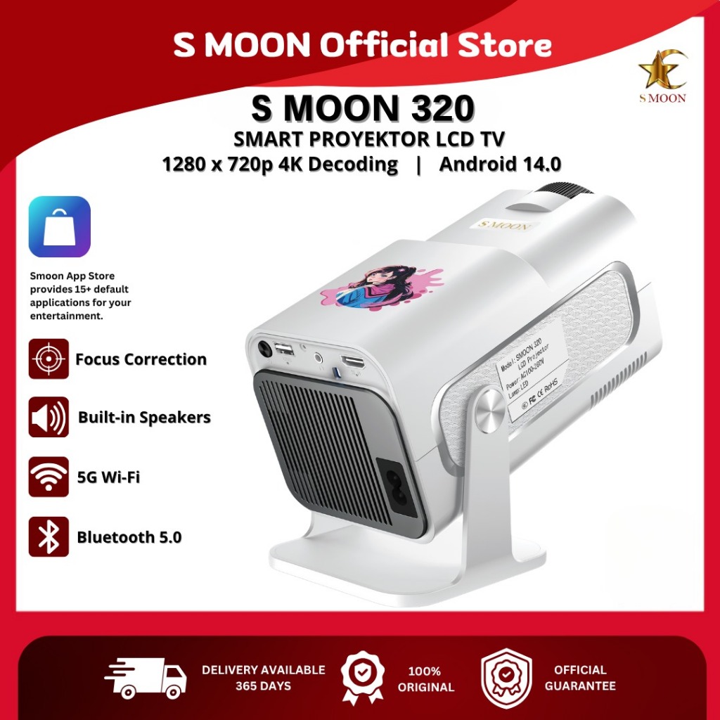 Smoon 320 Smart Proyektor Lcd TV - Bluetooth - Hy 320 - Include Hdmi - Google Store - Android - Netf