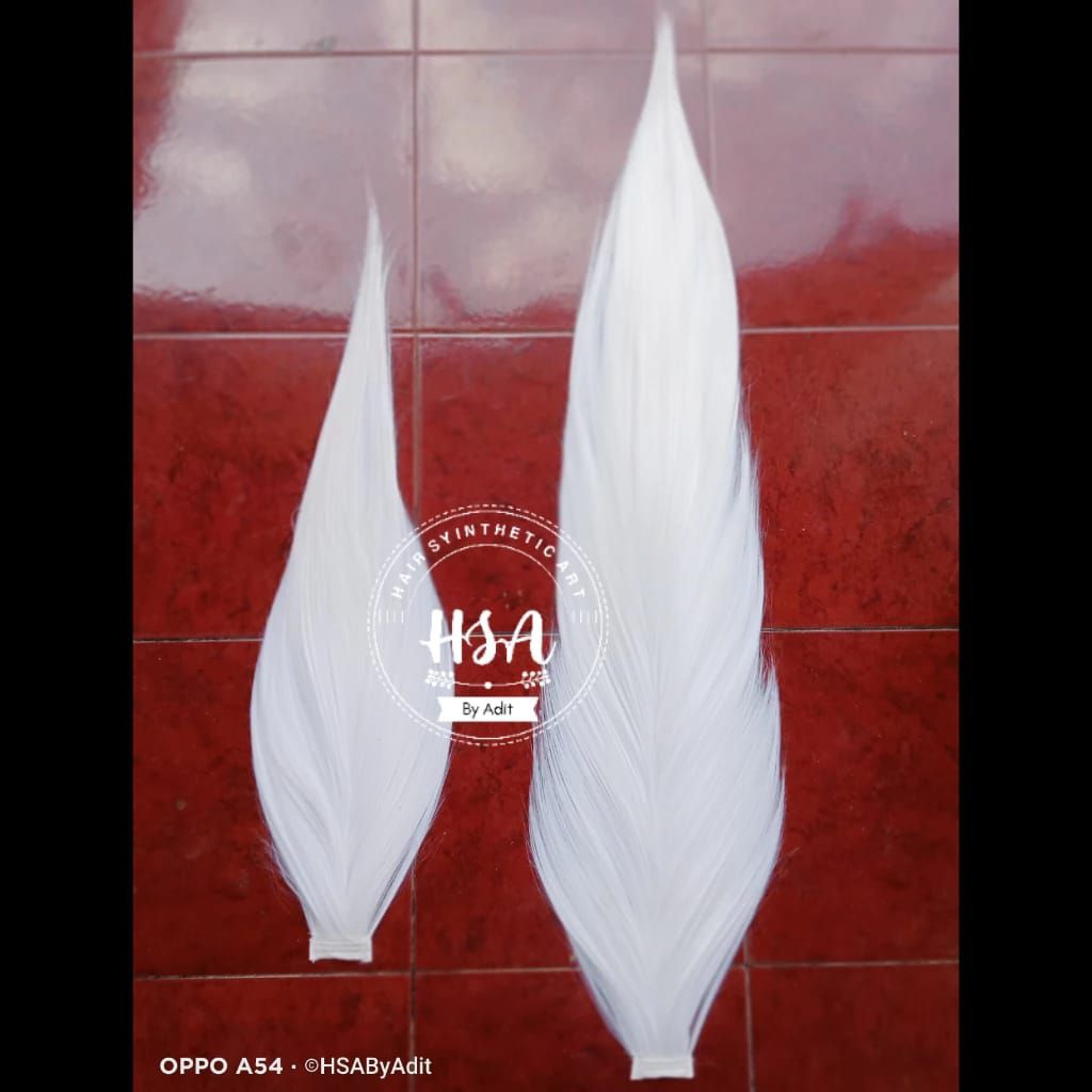 rambut jaranan/ kuda lumping putih kertas sudah 1 pasang super & tidak mudah rontok