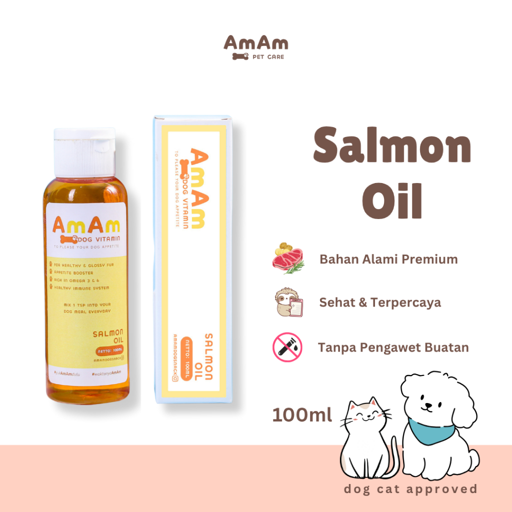 AmAm Minyak Ikan Salmon | Vitamin Bulu Anjing | Pure Salmon Oil | Minyak Salmon Murni | Salmon Oil