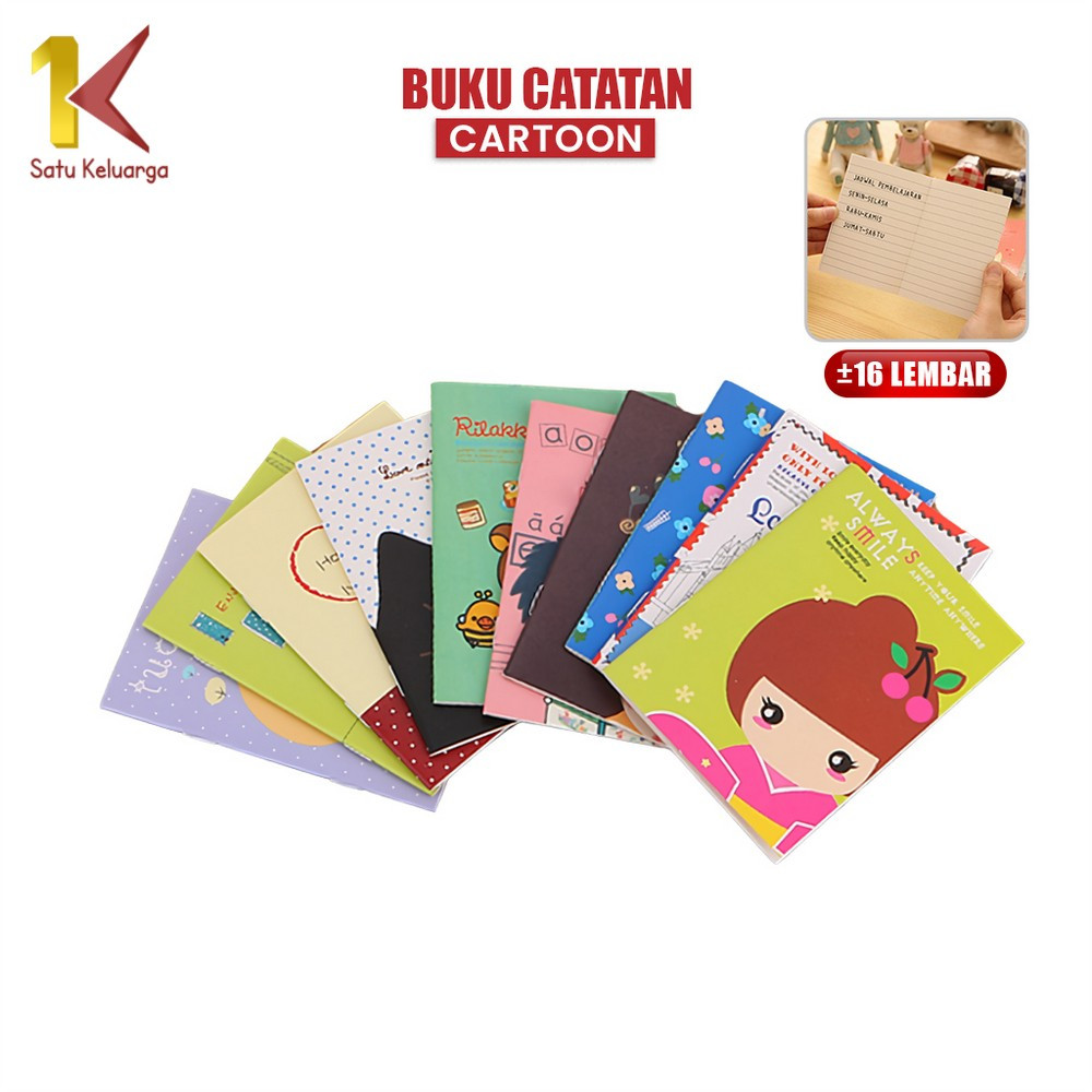 Satu Keluarga Buku Tulis Mini Notebook A25 Buku Catatan Cartoon Mini Book Lucu Buku Tulis Memo Kecil