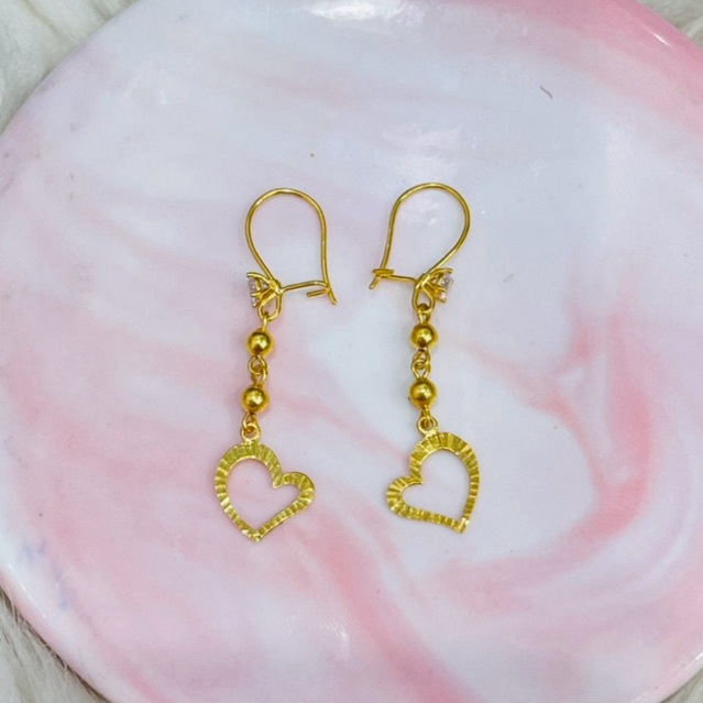 anting panjang merica love simple elegant cantik emas asli kadar 875