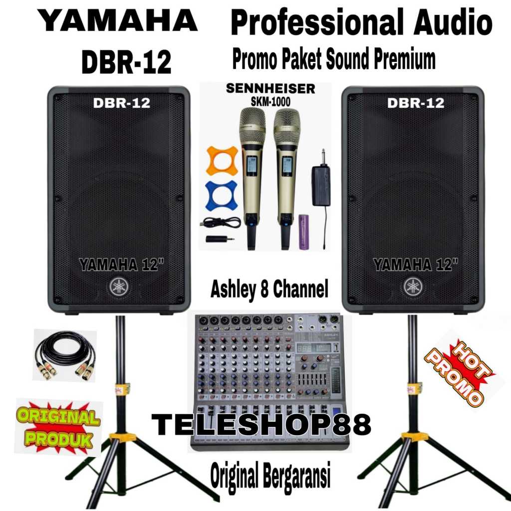 Paket sound system premium speaker aktif 12" YAMAHA DBR12 DBR 12 original komplit set