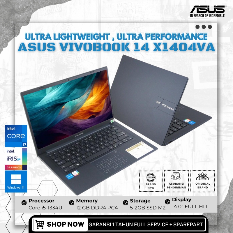 ASUS VIVOBOOK 14 X1404VA INTEL CORE i5 GEN 13 24GB 512GB SSD WIN 11 HOME 14" FHD - I512256