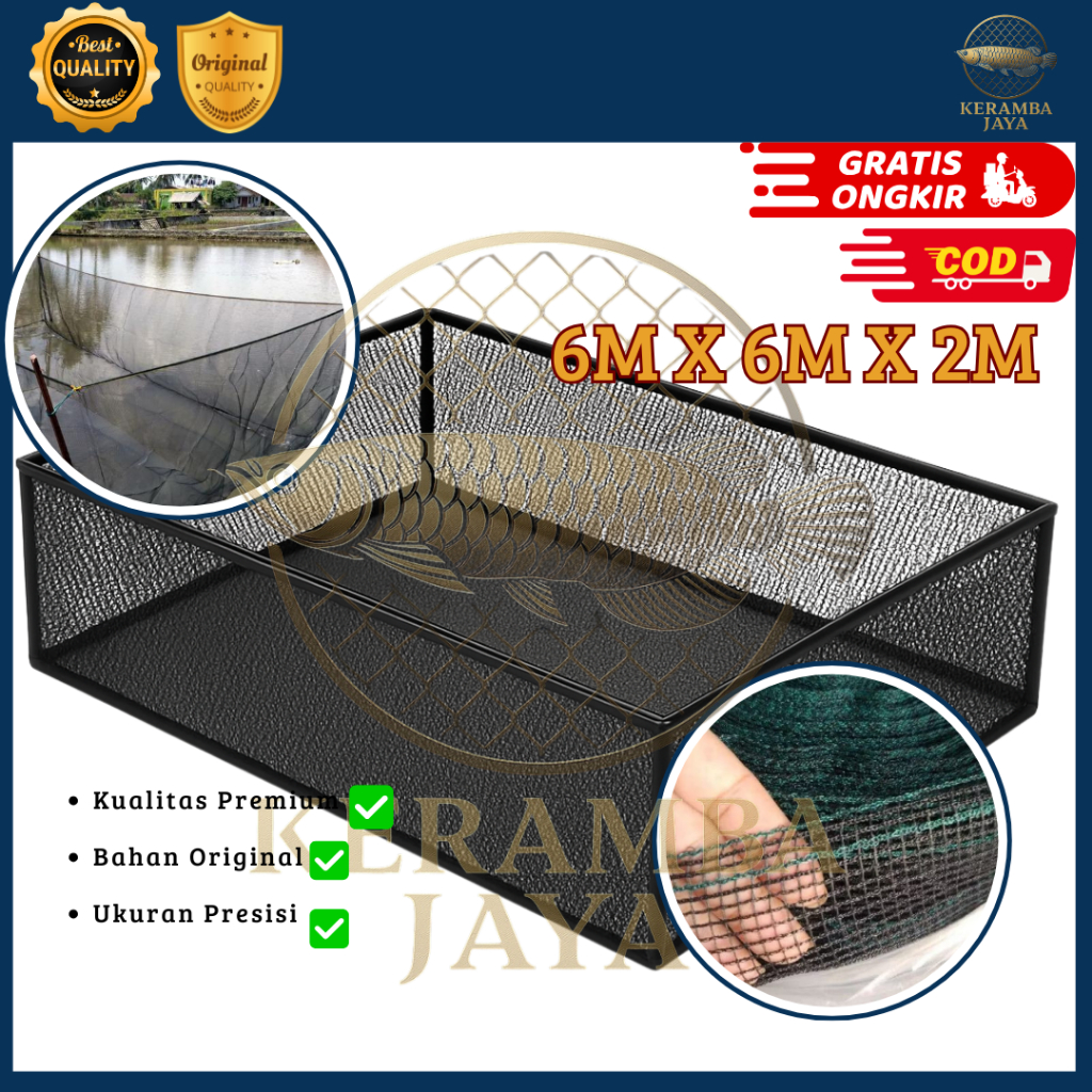 COD - WARING KOLAM KERAMBA 6M X 6M X2M WARING RK KASA HIJAU GRATIS ONGKIR