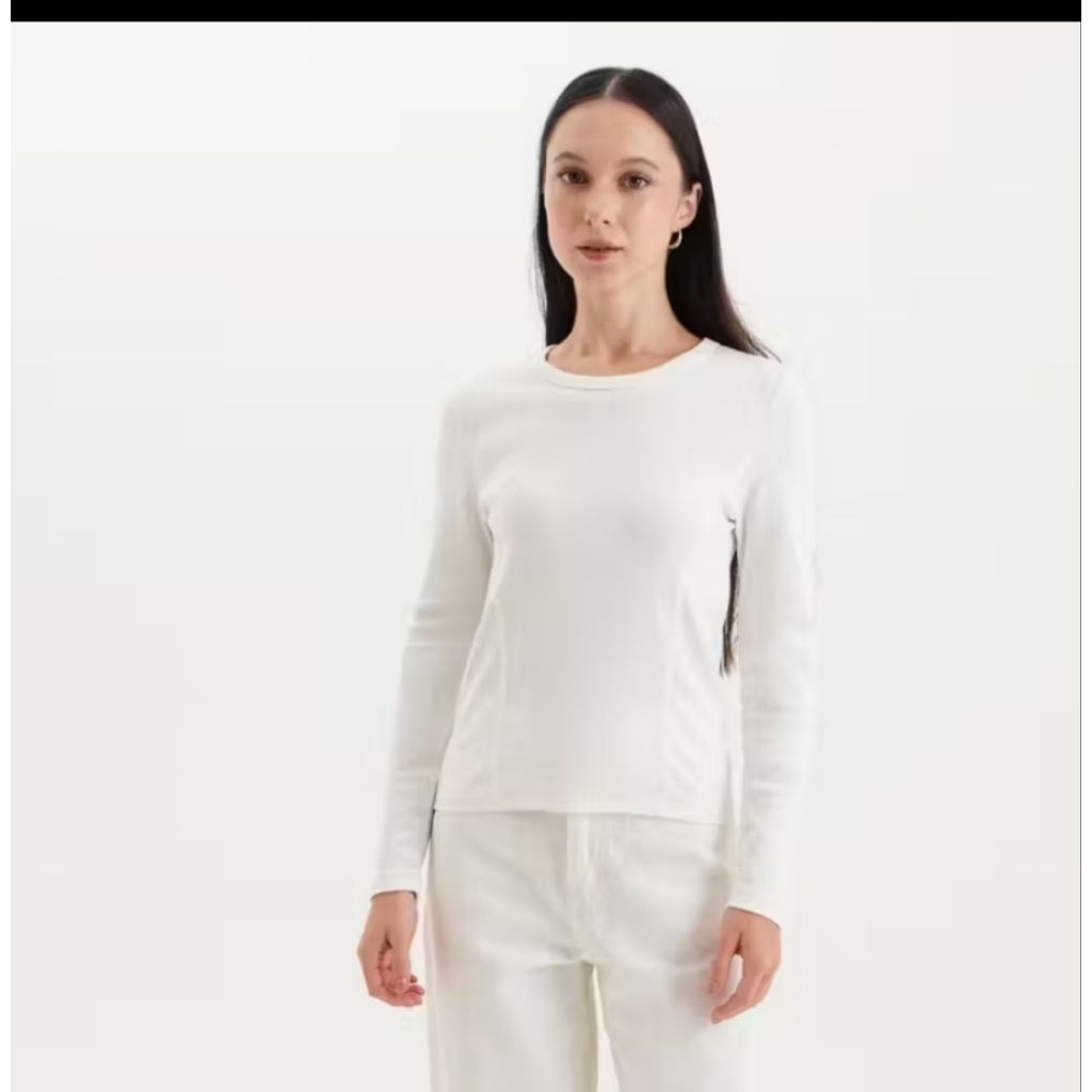 Baju kaos Mississippi Ribbed Boat Neck Lengan Panjang offwhite