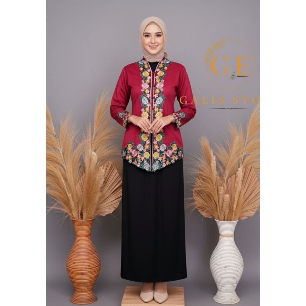 Kebaya Encim Bordir Warna  Bahan Katun Micro Premium kebaya Encim Borero Kebaya modern Banyak Dicari