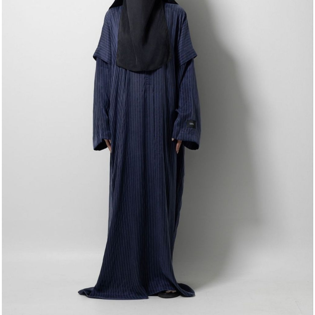 Taza Abaya Tunic One Set Fina Stripe Leya Dark Choco Brown Taupe Navy Denim Black Teeqa Exclusive Bl