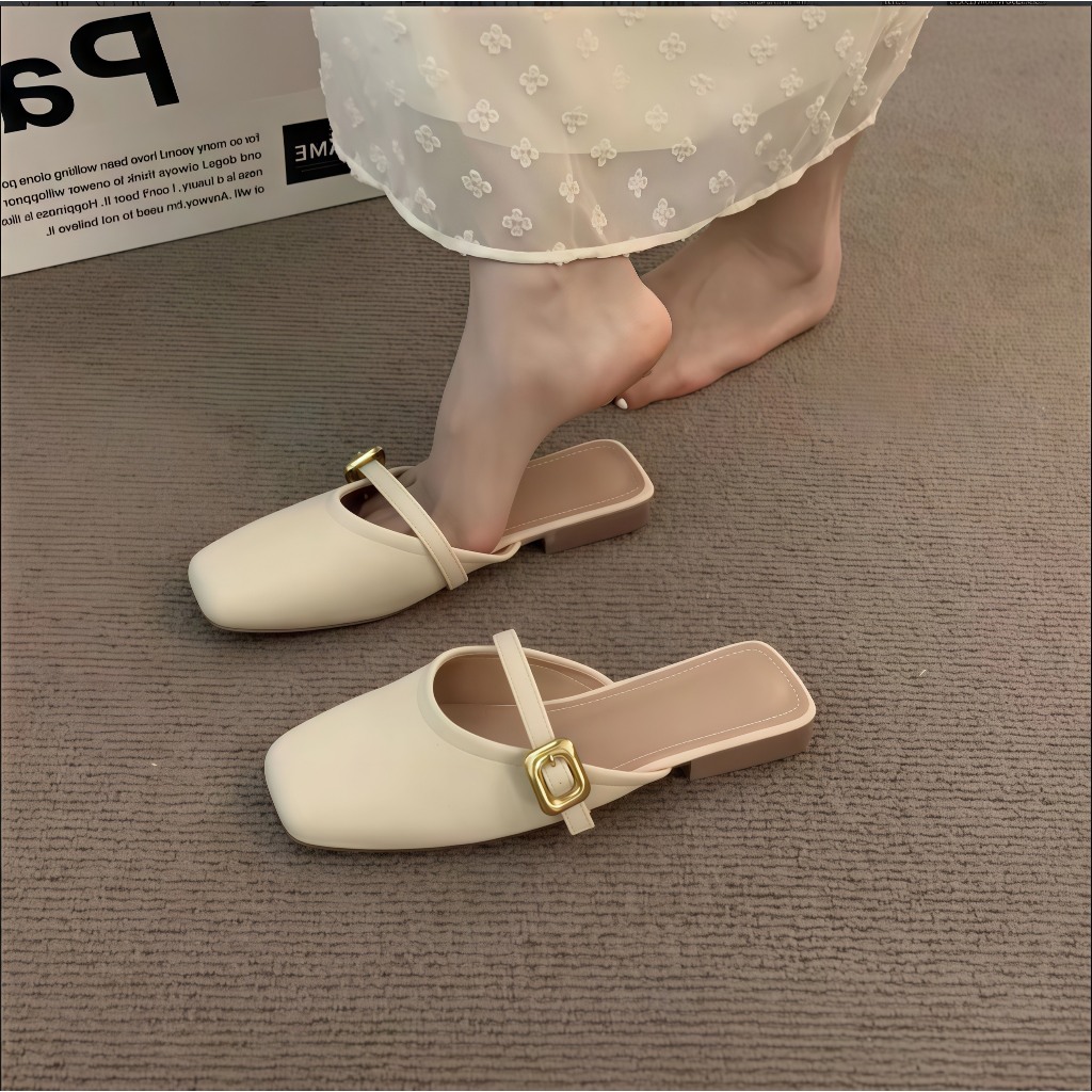 Sandal Wanita  / Sandal Karet Jelly Kekinian / Wedges Flat / Sandal Slop Cewek / Warna Putih, Hitam 