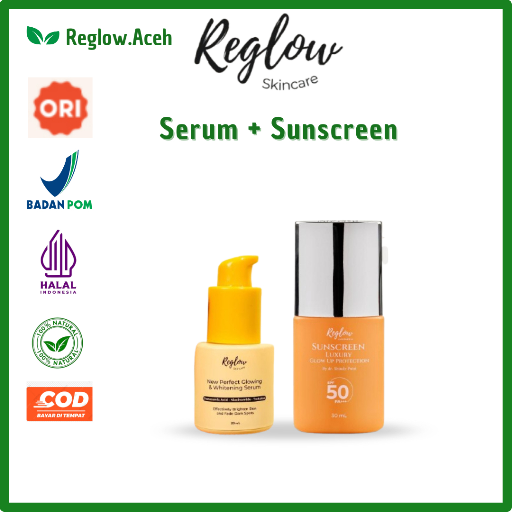Reglow Perfect Glowing and Whitening Serum & Sunscreen Luxury Glow Up Protection SPF 50 PA+++ Reglow