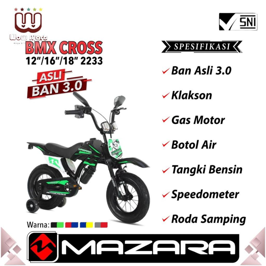 BMX CROSS 2233 Mazara Kids Bicycle // Sepeda Trail Bensin Roda Dua Anak Plus Roda Bantu Ban Jumbo 3.