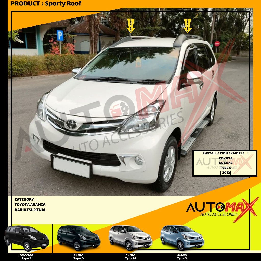 SPORTY ROOF / ROOF RAIL SPORTY DAITONY ALL NEW XENIA / ALL NEW AVANZA 2011 UP