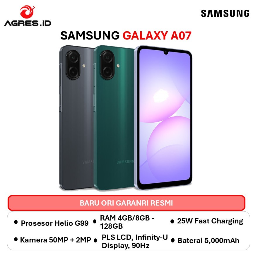 Samsung Galaxy A07 8/128GB Helio G99 Infinity-U Display, 90Hz Baterai 5000mAh