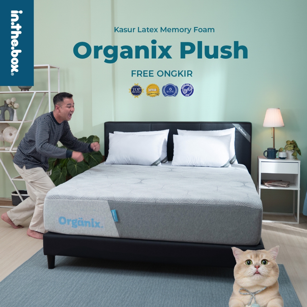 Kasur Latex Springbed INTHEBOX ORGANIX PLUSH - FREE Bantal & Mattress Protector | Ukuran 90x200, 100