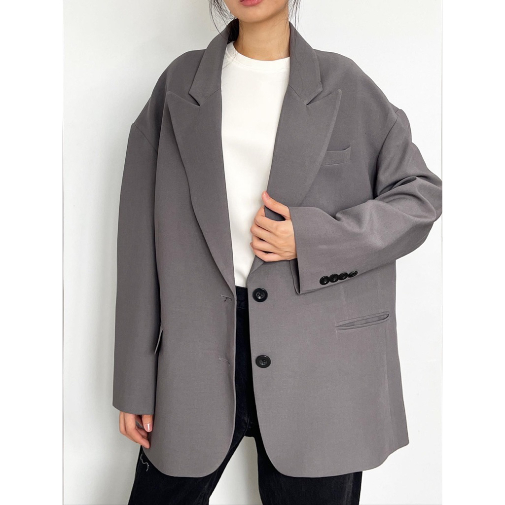 exfashion show hattaco oversived blazer - dark grey