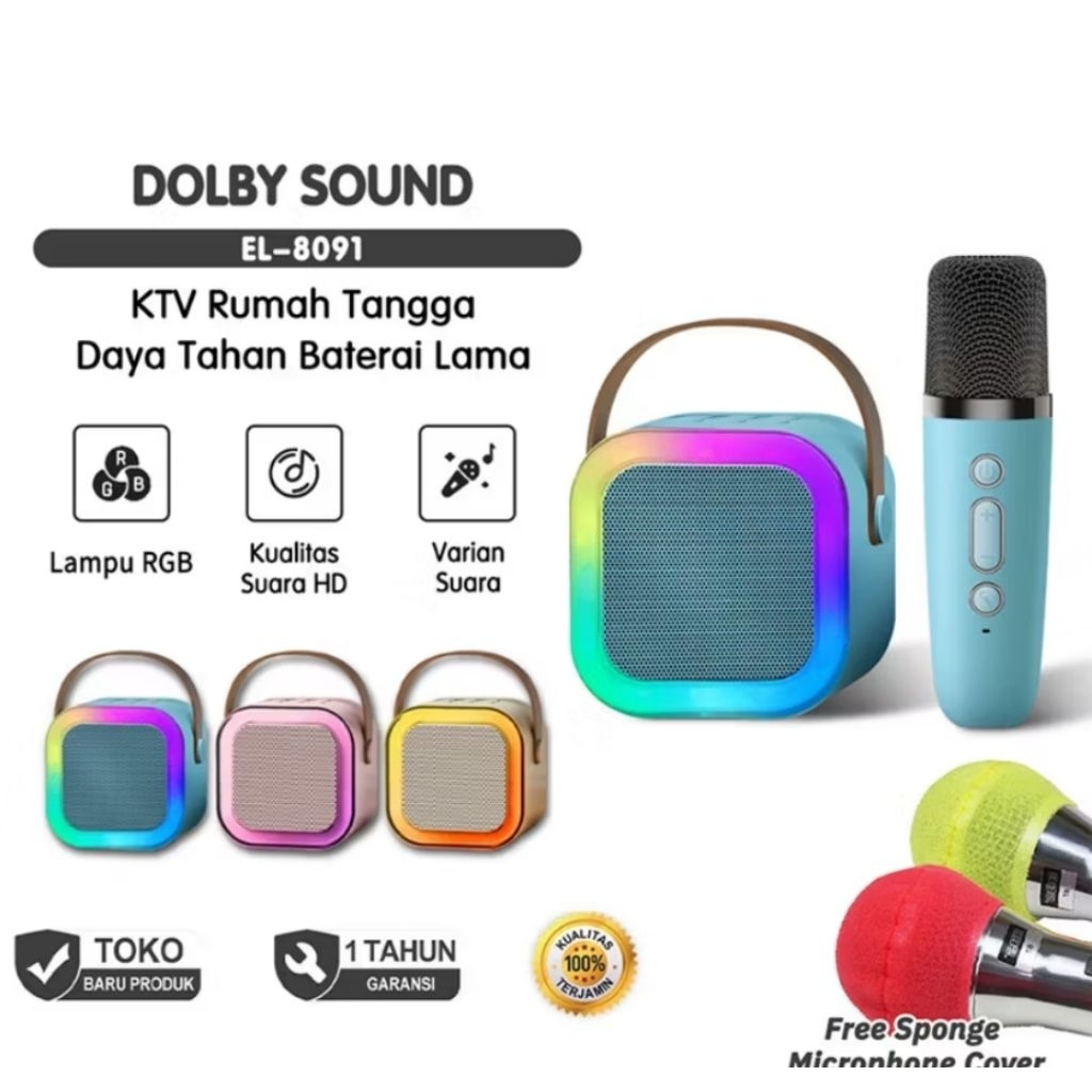 Speaker Bluetooth Karaoke Portable 3" Inch + Mic Wireless FLECO K12