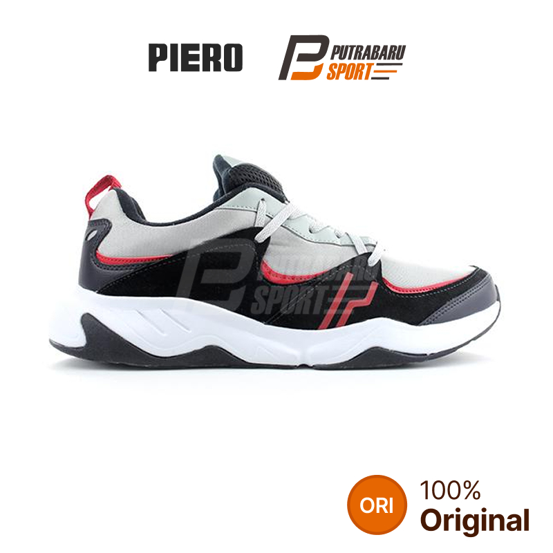 SEPATU SNEAKERS PIERO QUATRO - GREY BLACK WHITE