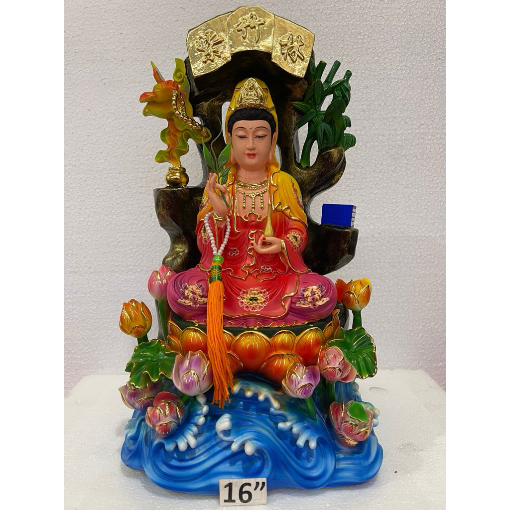 patung Dewi kwan im / ze tik lim kwan im 16in bahan fiber