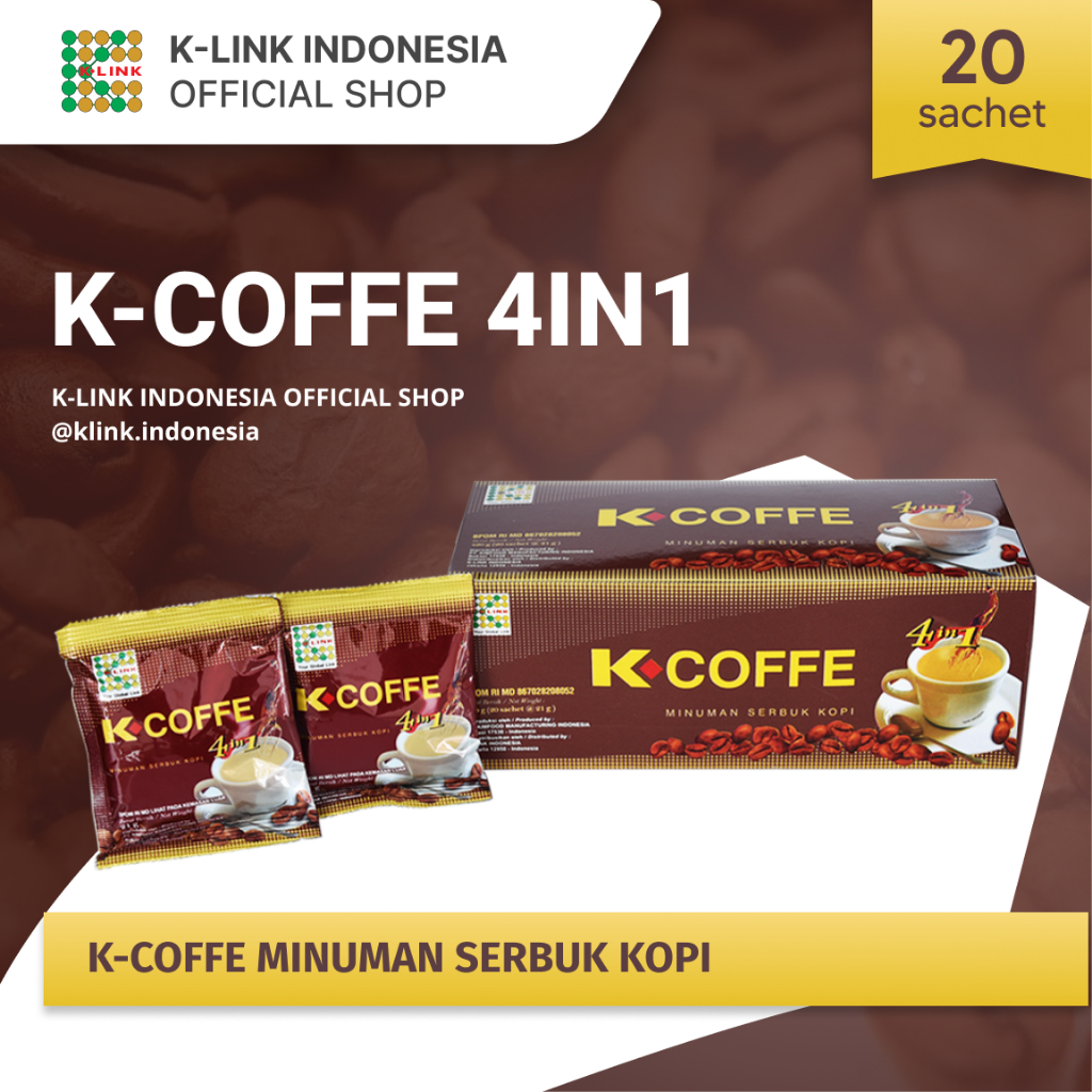 K COFFE 4in1 K Link Original BPOM Halal (1 Box isi 20 Sachet) Kopi Penambah Stamina Pria Dewasa Kopi
