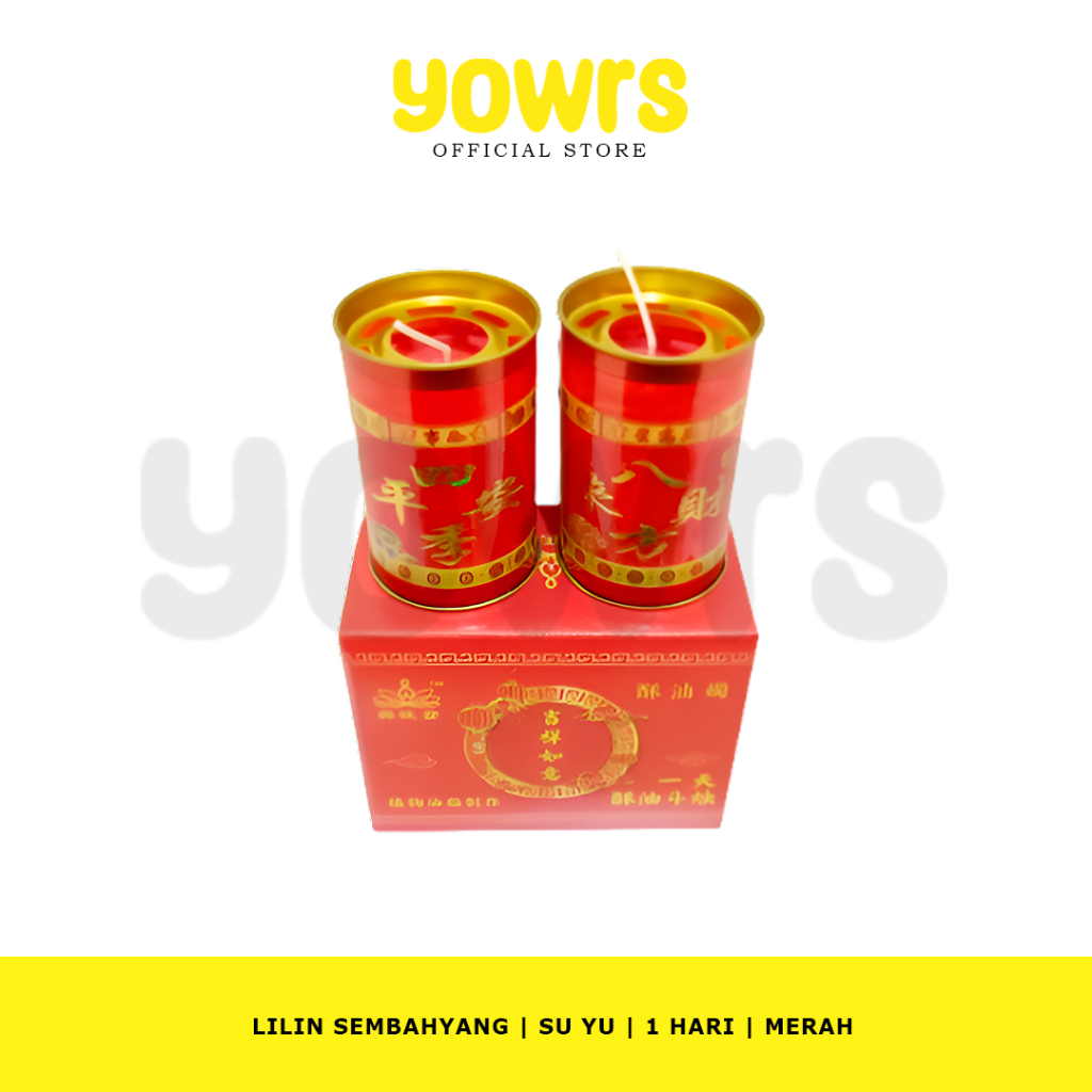 Lilin Sembahyang Su Yu Pilar Merah 1 Hari | Lilin Puja SuYu Stearin Pilar Merah 1 Hari