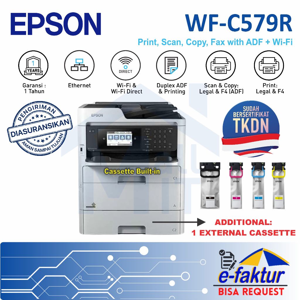 MALLIT EPSON Printer EPSON WFC579R Epson WF-C579R Epson WF C579R Epson WF 579R F4 Legal Resmi