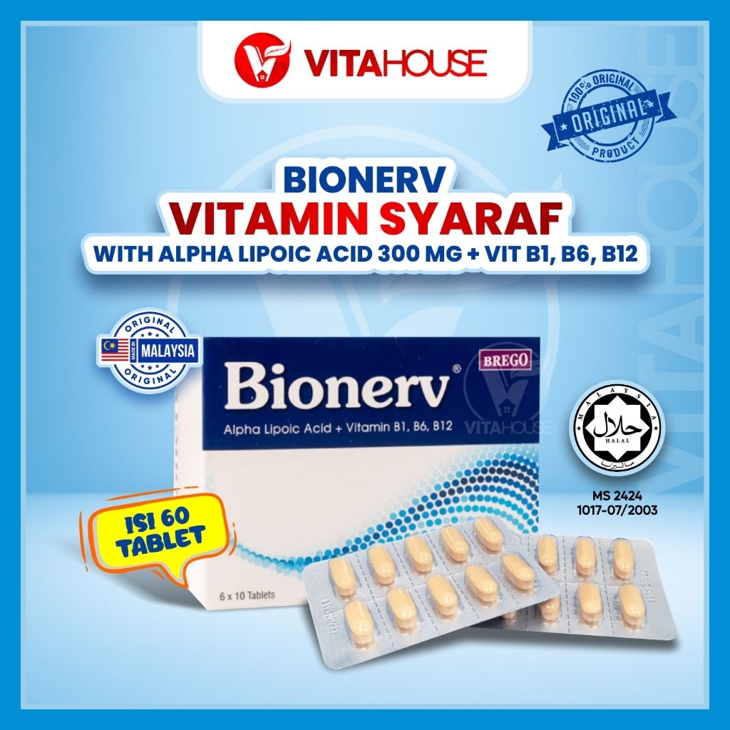 BIONERV (ALA 300mg + Vitamin B1, B6, B12) 60's | Vitamin Syaraf | 100% Original