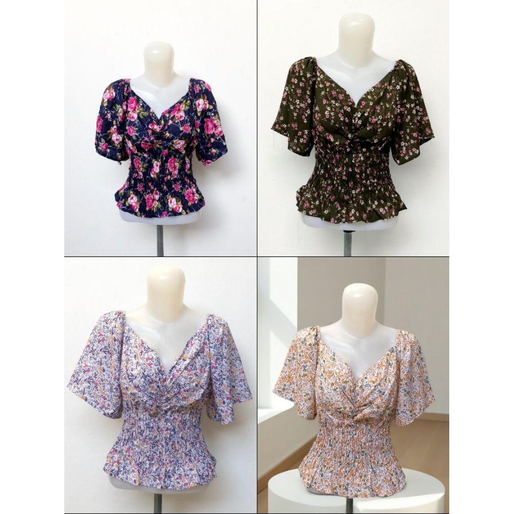 ATASAN CROP WANITA KERUT / BAJU SABRINA CROP /BAJU KERUT