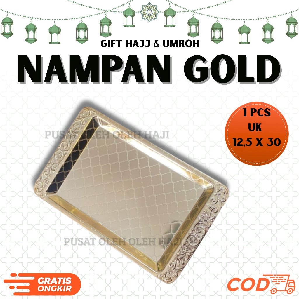 NAMPAN ARAB GOLD 1 PCS UKURAN 12,5 X 20 CM NAMPAN ARAB MINI UNTUK GELAS NAMPAN MEWAH ARABIAN CLASSIC