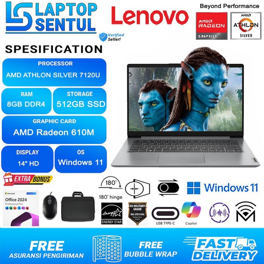 Lenovo ideapad Slim 1 Amd Athlon Silver 7120U 1TB SSD FHD Windows 11 OHS Grey