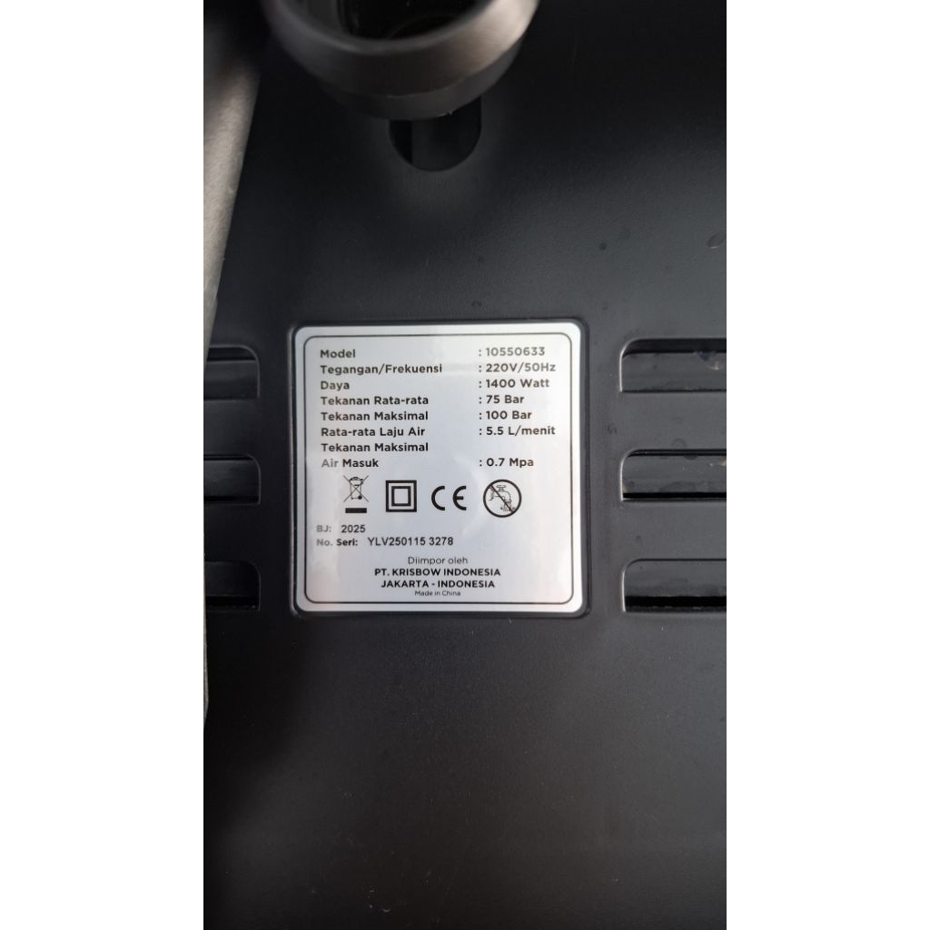 KRISBOW HIGH PREASURE MESIN CUCI MOBIL MOTOR 100BAR
