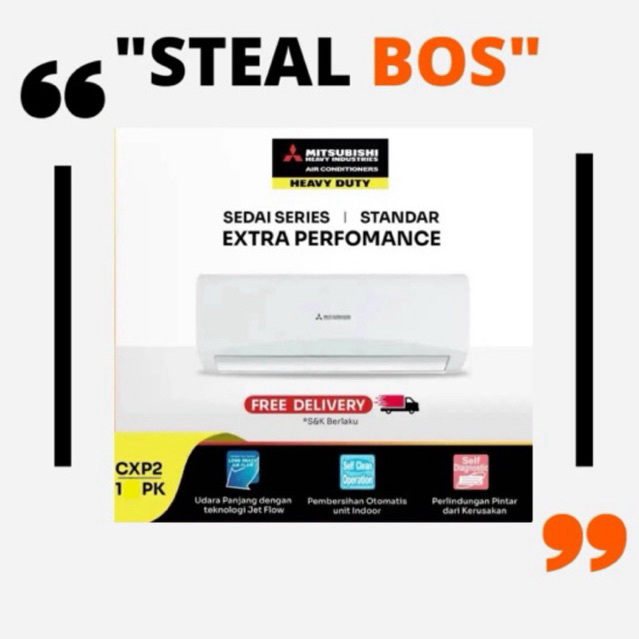 [INSTANT][TRADE IN] AC Mitsubishi Heavy industries ac 1 pk standar R32 SRJ09CXP-W3 ac 1 pk mitsubish