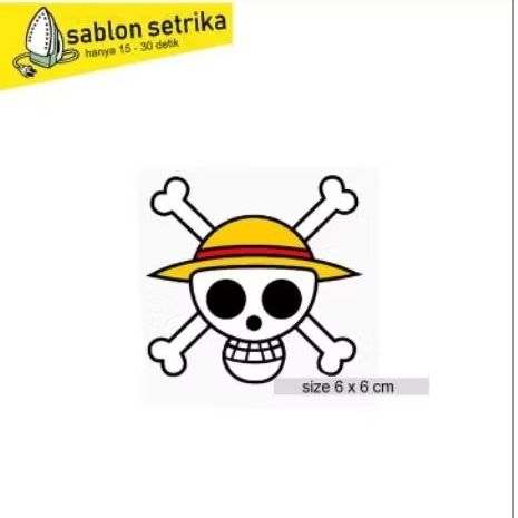 Sablon Setrika Lucu Keren Anime One Piece Badge Tengkorak