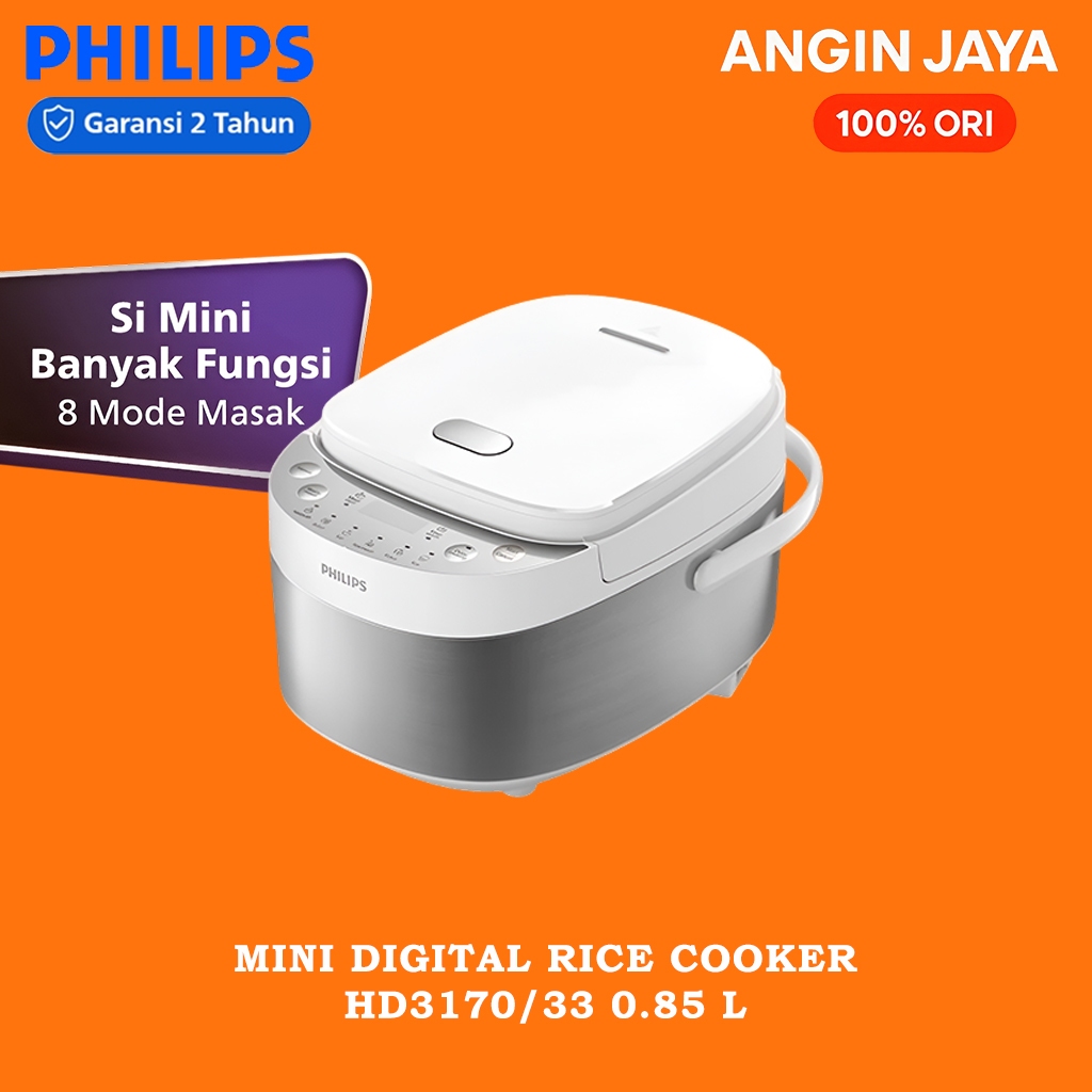 Rice Cooker Mini Philips HD3170 Magic Com Digital 0.85L Penanak Nasi Kecil Inner Pot Anti Lengket Pu