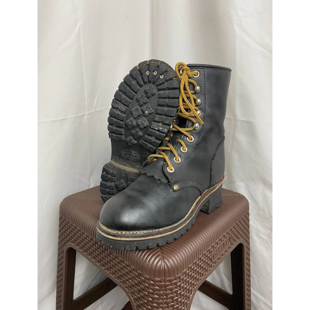 georgia boots size 39 vintage gyw construction black leather