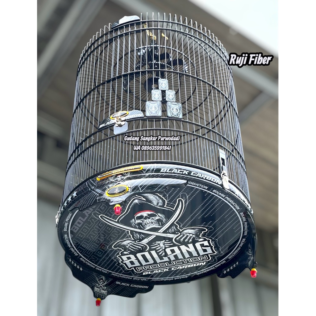 [Original 100%] Sangkar Murai Andri Bolang Black Carbon Jeruji Fiber Fullset Kerodong jersey dobel l