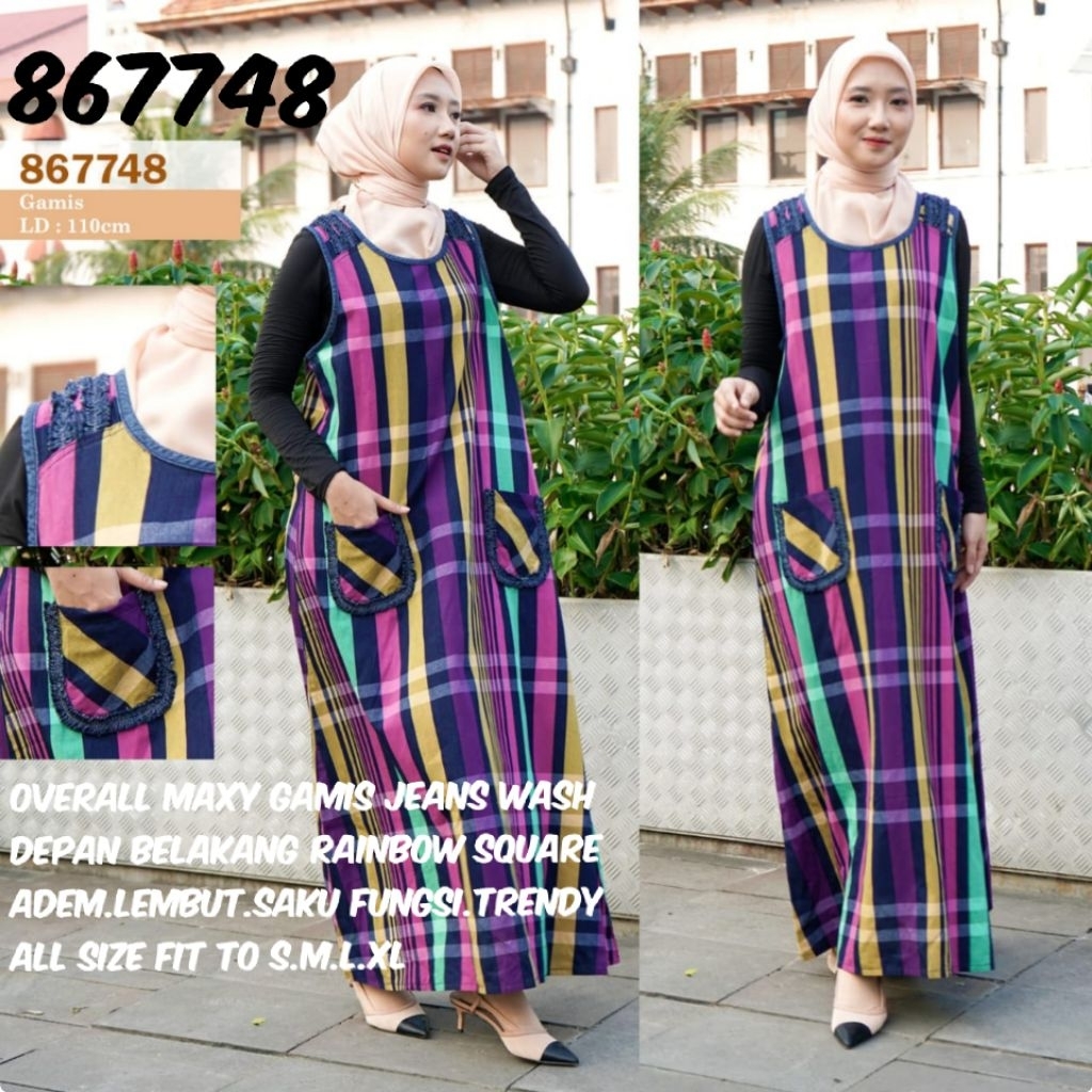 Overall Maxy Gamis jeans wash / Cargo Kensi Tanpa Lengan(tebal.lembut) all size fit to S.m.L.xL