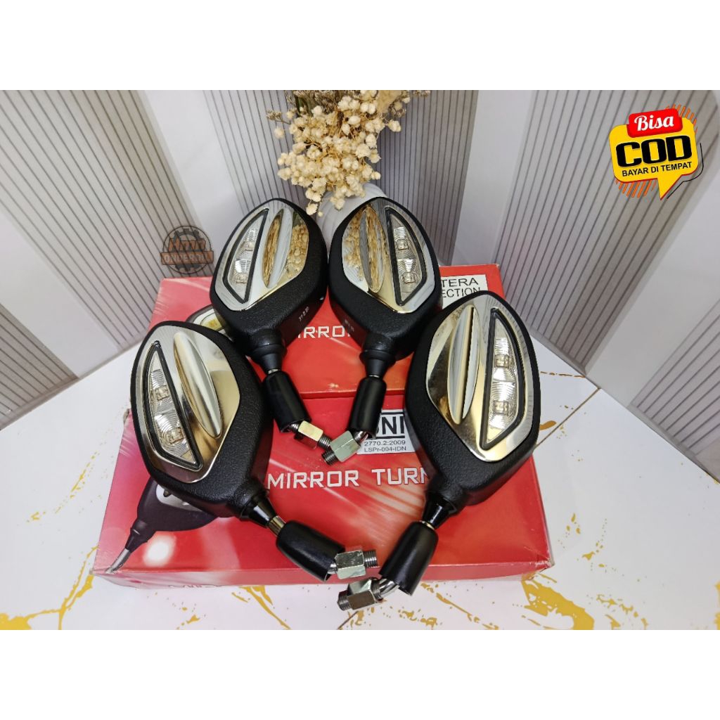 Spion Bubut 3 Jari Spion Bubut Tangkai Pendek Spion Bubut Led Original Spion Style Plat KT Spion Mot