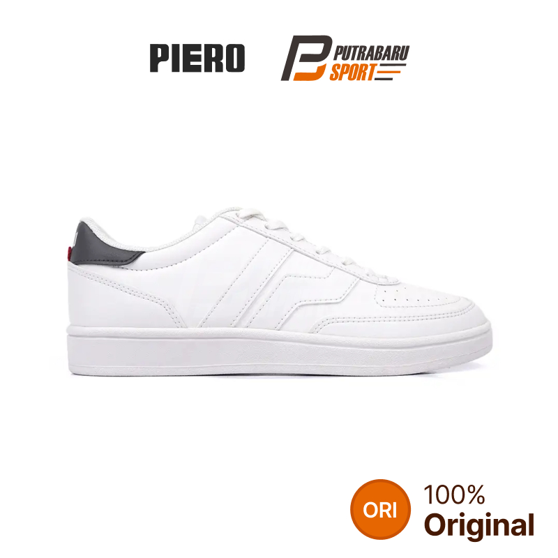 SEPATU CASUAL PIERO COURT DERBY - WHITE/DARK GREY/WHITE
