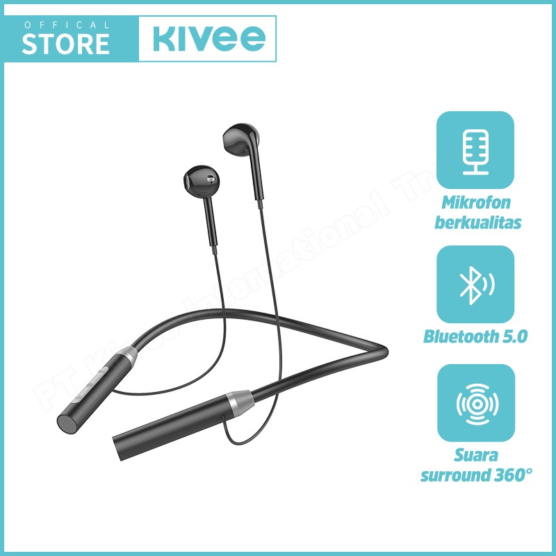 KIVEE Headset Bluetooth TWS Earphone Wireless Sports KV-TW138 Black HiFi Bass Original