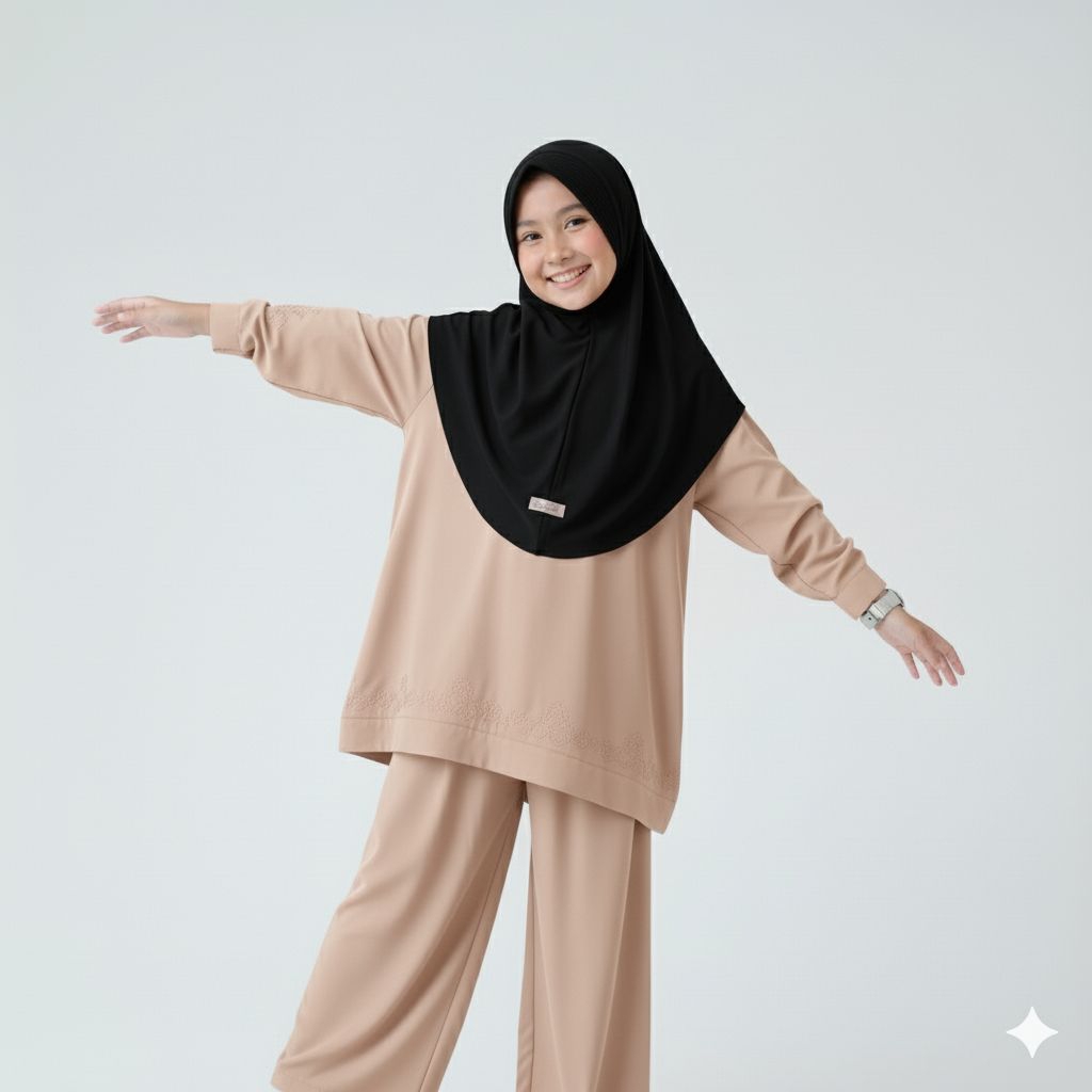 MAYSARON - Hijab Bergo Anak Tanggung Usia 7-12Th Bahan Jersey Premium Cutting Pinguin menutup perut