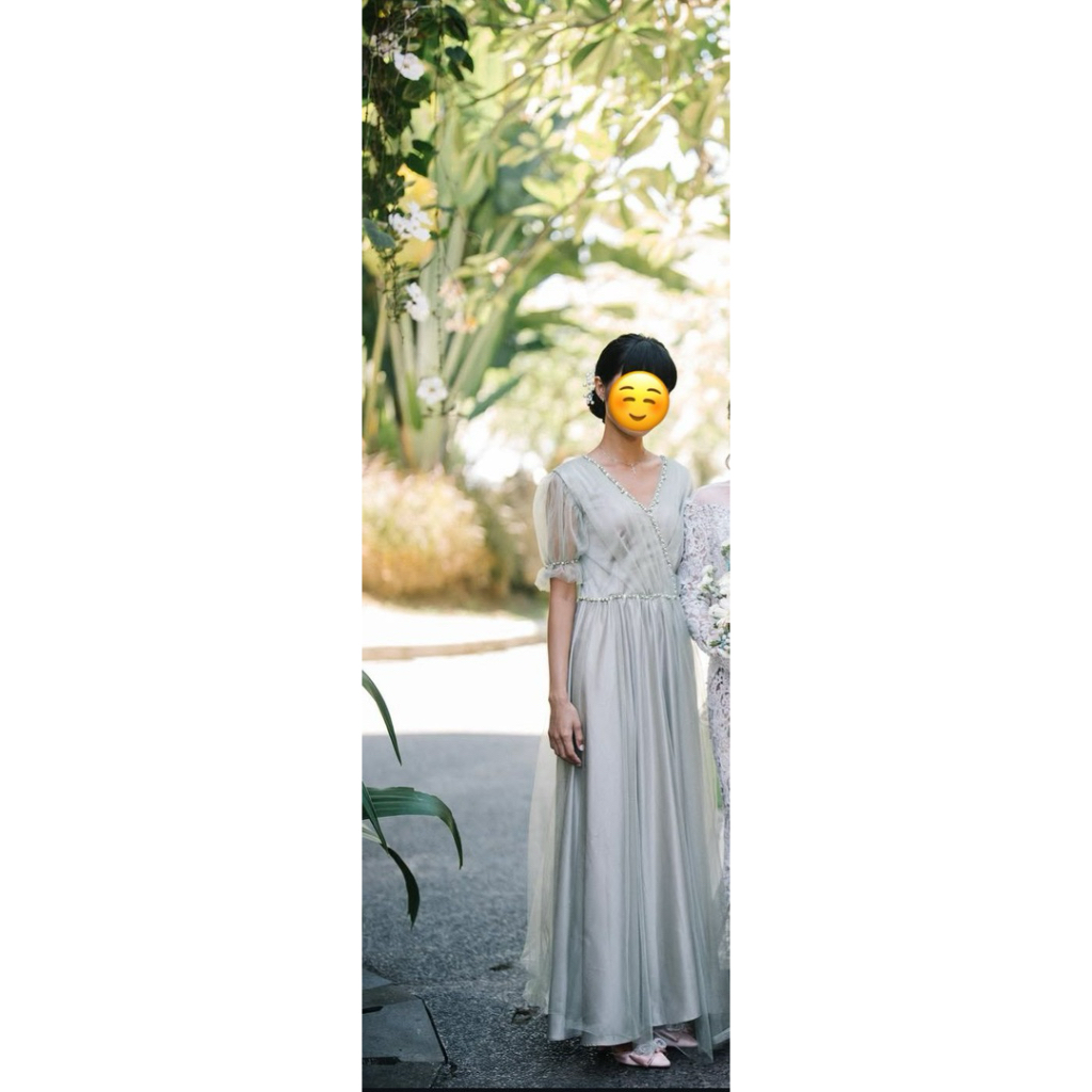 Big bow Long dress party sage green sweet 17 lamaran