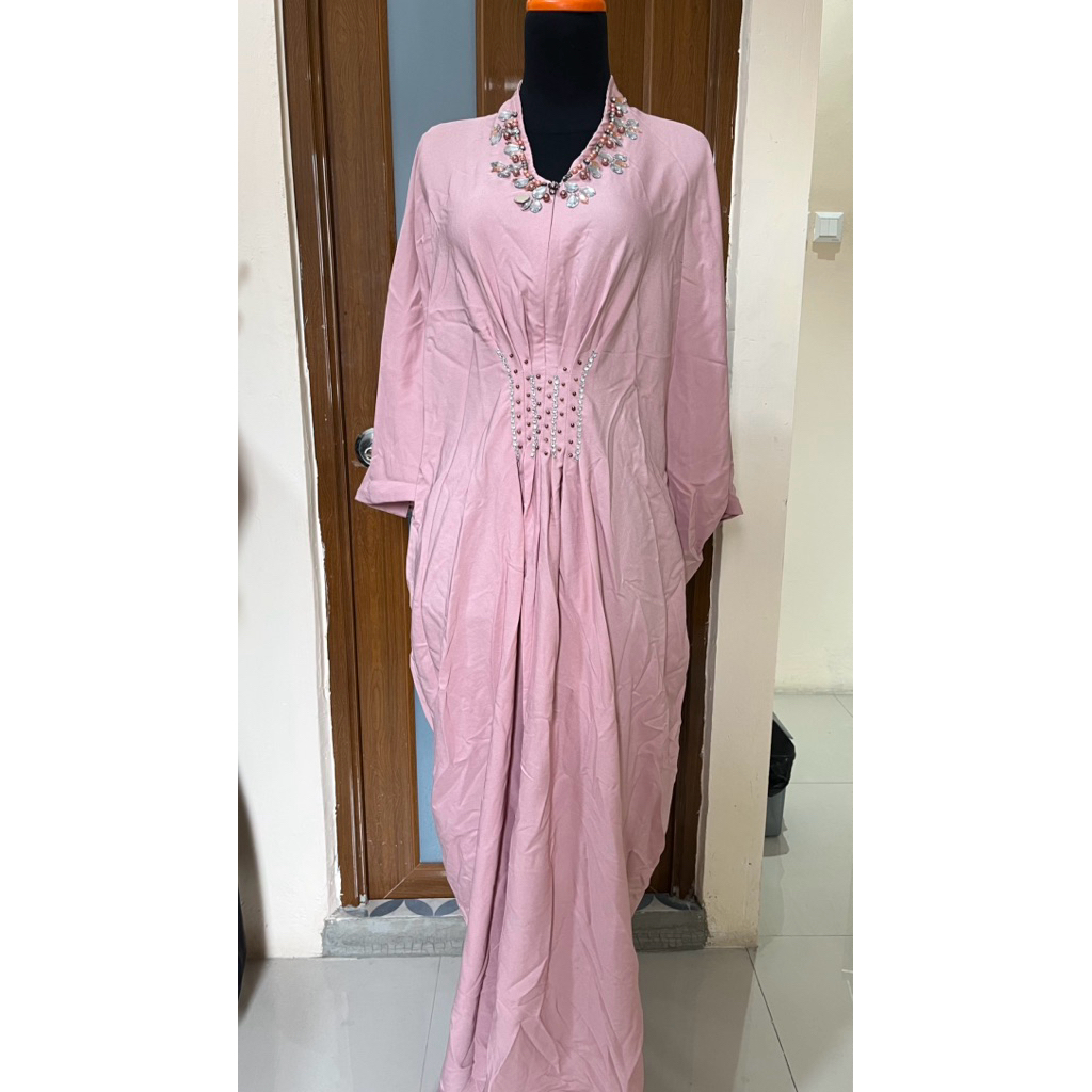 Oclo Kaftan Dress Gamis Baju Lebaran warna Pink