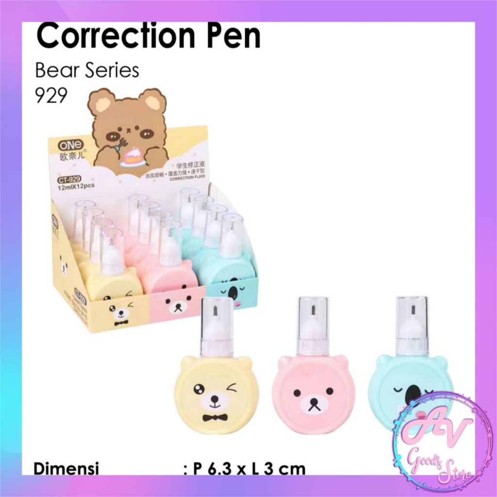 Tip Ex Animal Series CT-929 / Tip Ex Cair Botol Karakter  Fancy / Tip X Correction Pen