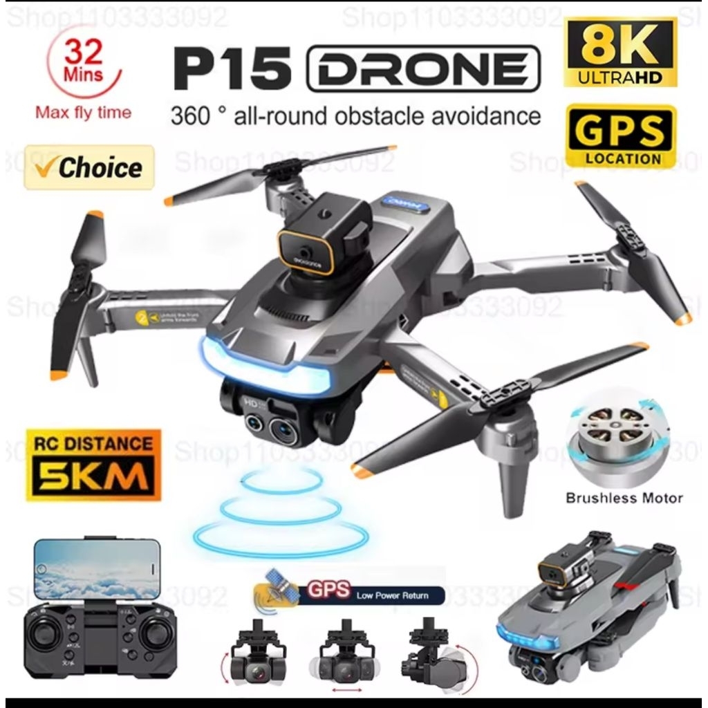 Drone A14 GPS P9 Pro P15 GPS Obstacle Avoidance Brushless Gimbal Camera Drone